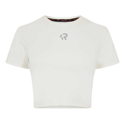 White - Front - Red Run Womens-Ladies Crop Top