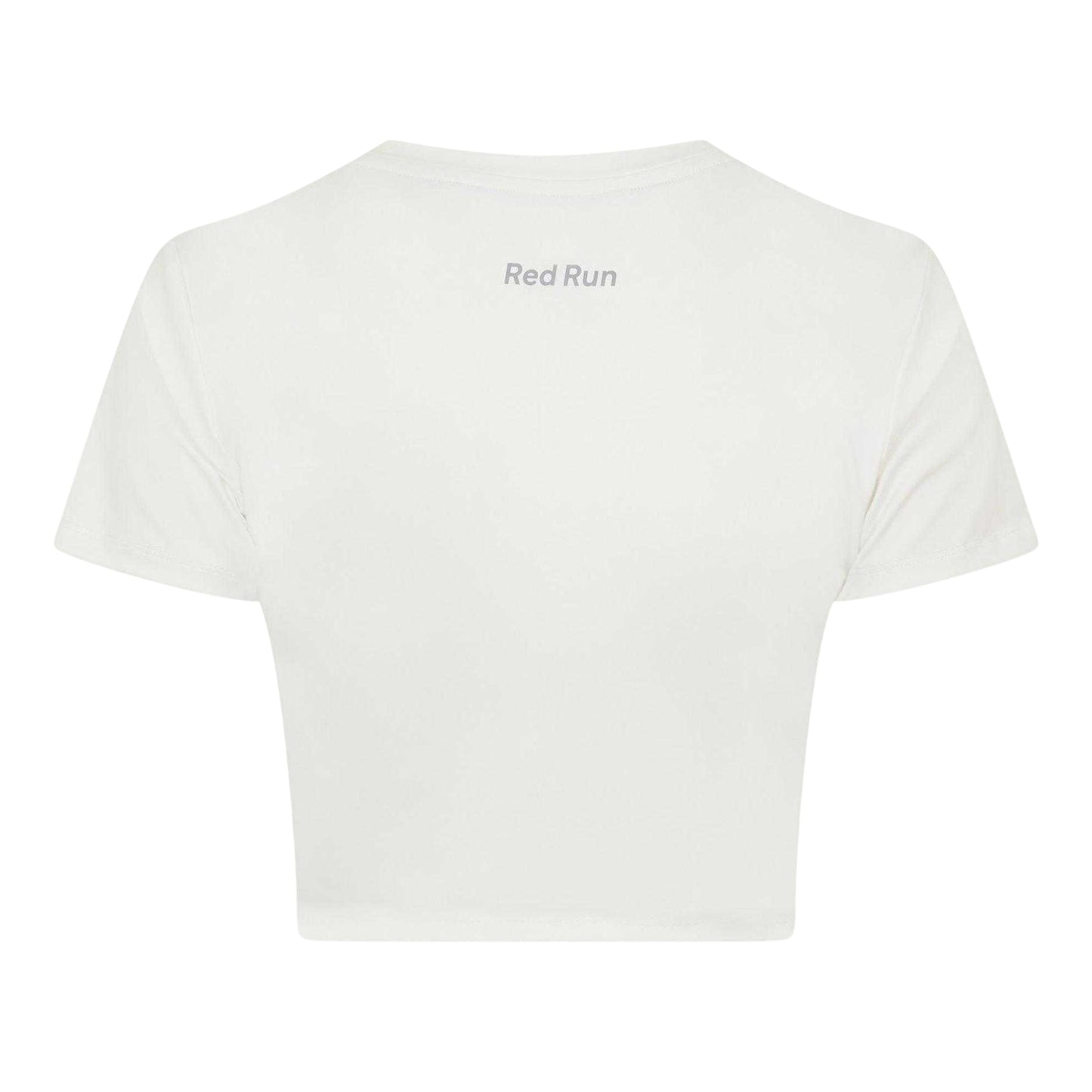 White - Back - Red Run Womens-Ladies Crop Top