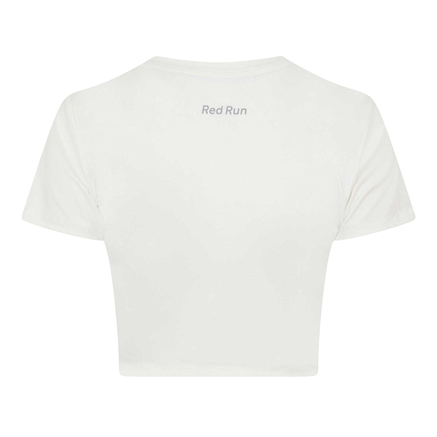 White - Back - Red Run Womens-Ladies Crop Top