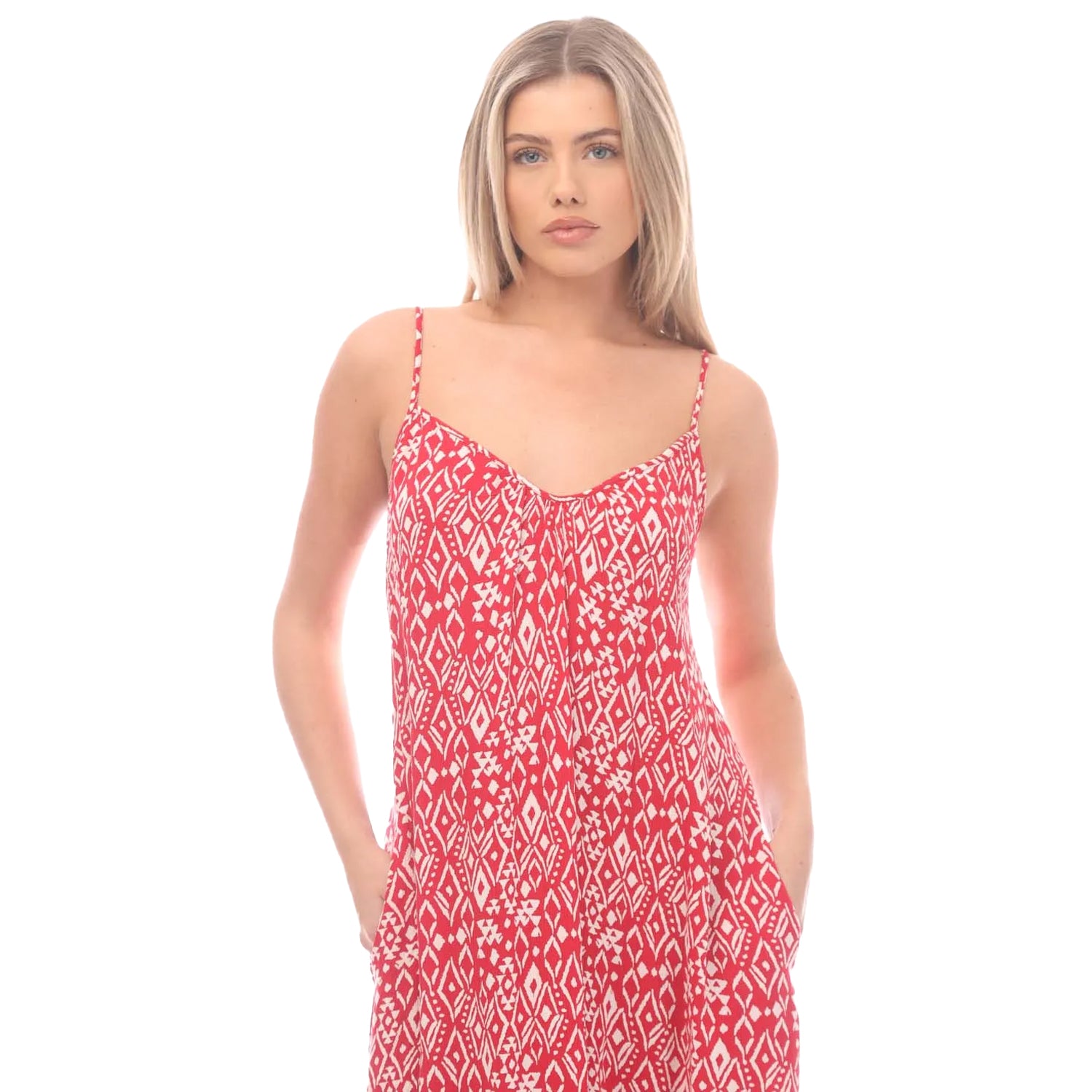 Red - Side - Superdry Womens-Ladies Vintage Cami Beach Maxi Dress