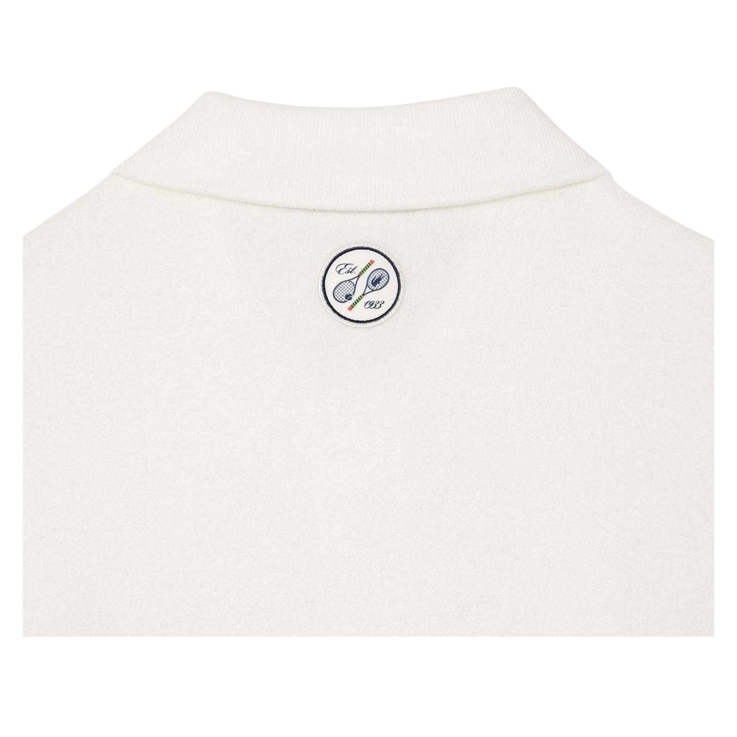 Cream - Back - Lacoste Unisex Adult Roland Garros Edition Terrycloth Tennis Polo Shirt