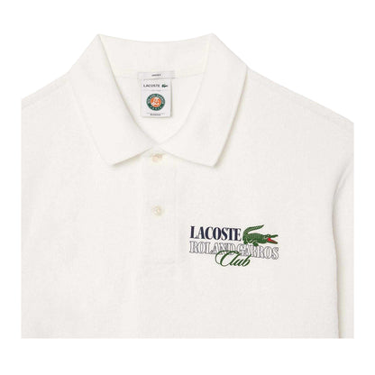 Cream - Side - Lacoste Unisex Adult Roland Garros Edition Terrycloth Tennis Polo Shirt