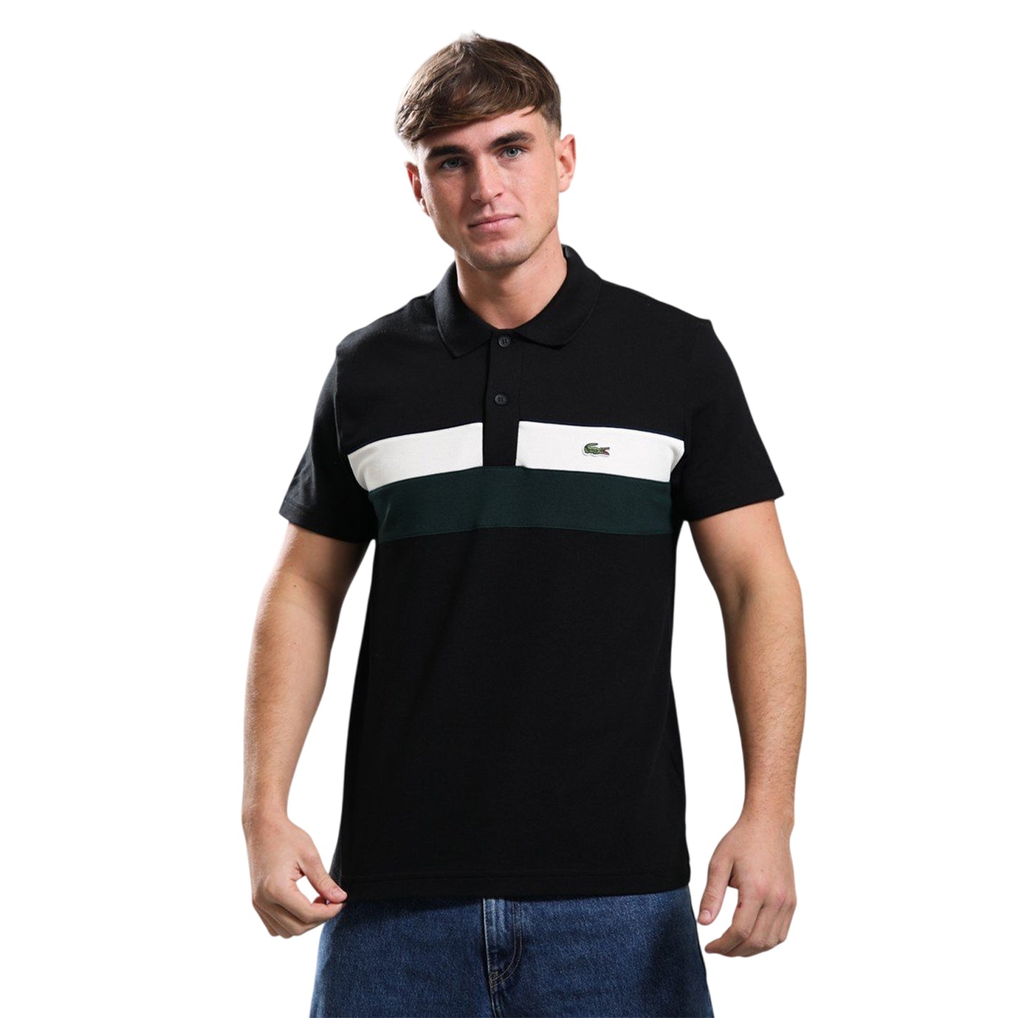 Black - Side - Lacoste Mens Colour Block Polo Shirt