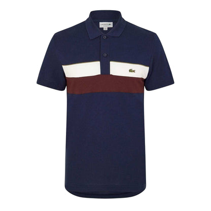 Navy - Front - Lacoste Mens Colour Block Polo Shirt