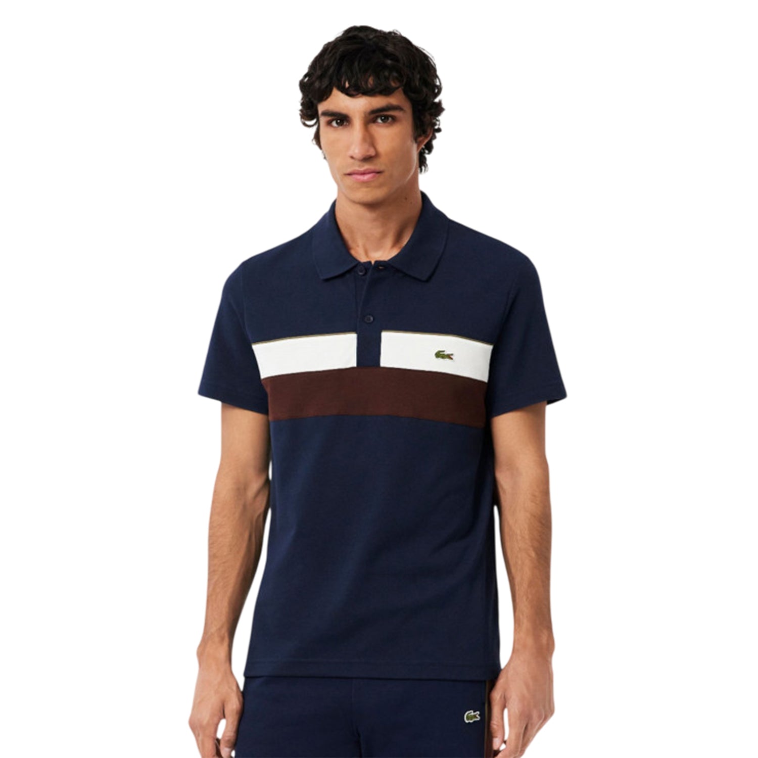 Navy - Side - Lacoste Mens Colour Block Polo Shirt