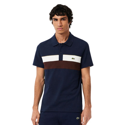 Navy - Side - Lacoste Mens Colour Block Polo Shirt