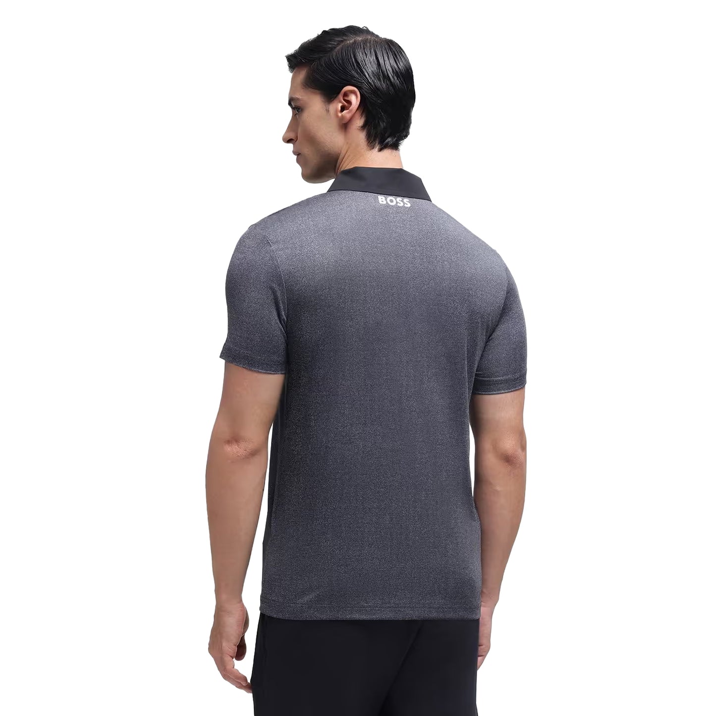 Black - Back - Boss Mens Heather Polo Shirt