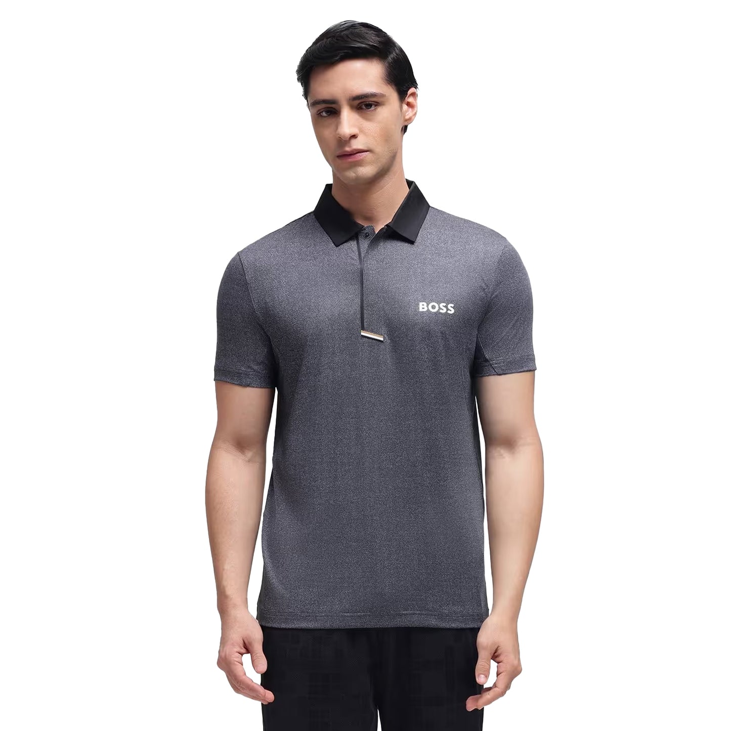 Black - Side - Boss Mens Heather Polo Shirt