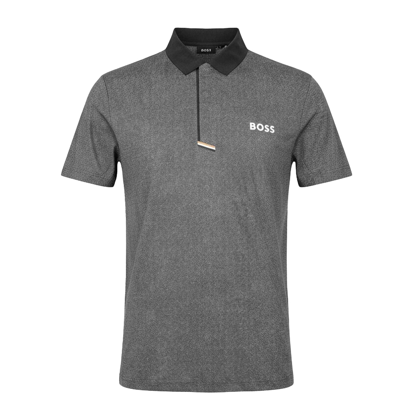 Black - Front - Boss Mens Heather Polo Shirt