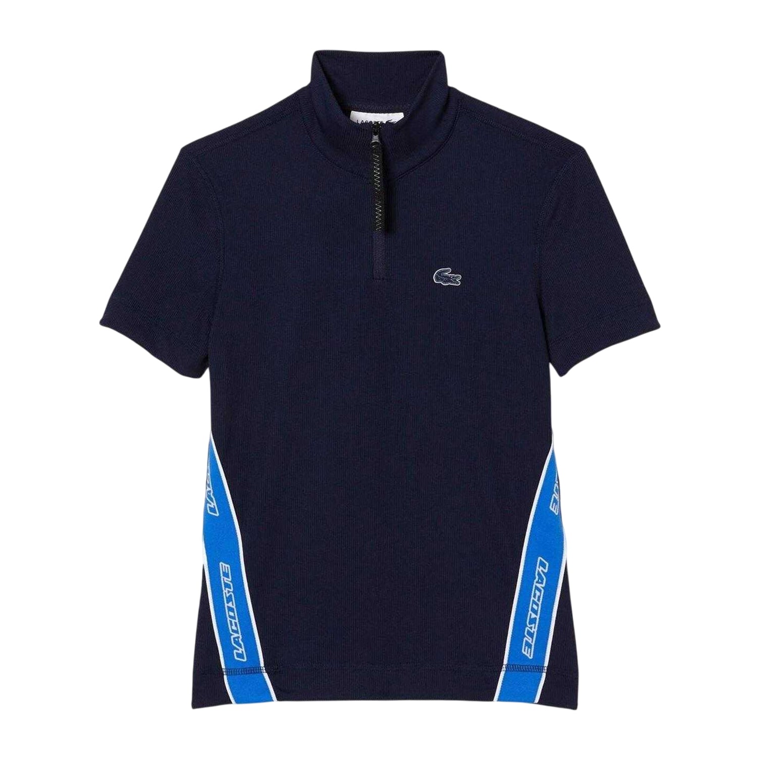 Navy Blue - Front - Lacoste Mens Zip Neck Polo Shirt