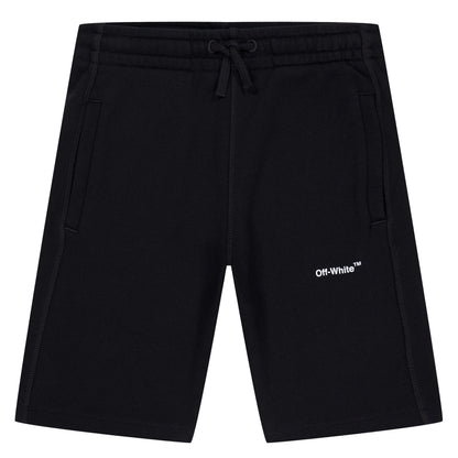 Black-White - Front - Off White Childrens-Kids Helvetica Sweat Shorts