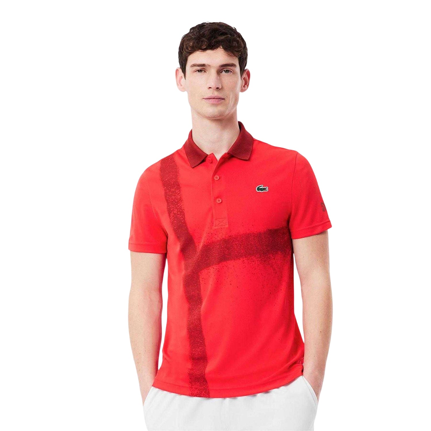 Red - Side - Lacoste Mens Novak Djokovic Regular Short-Sleeved Polo Shirt