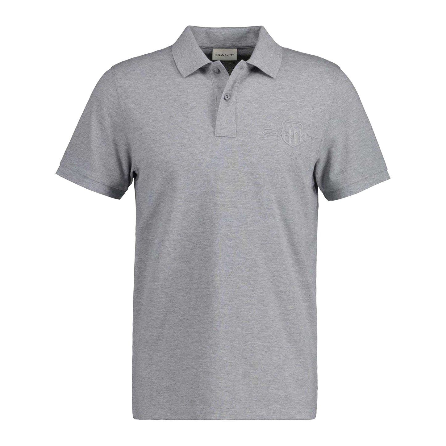 Grey - Front - Gant Mens Shield Short-Sleeved Polo Shirt