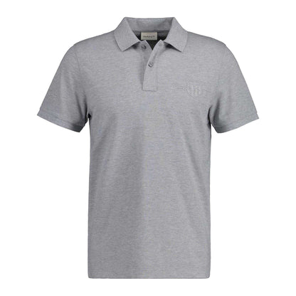 Grey - Front - Gant Mens Shield Short-Sleeved Polo Shirt