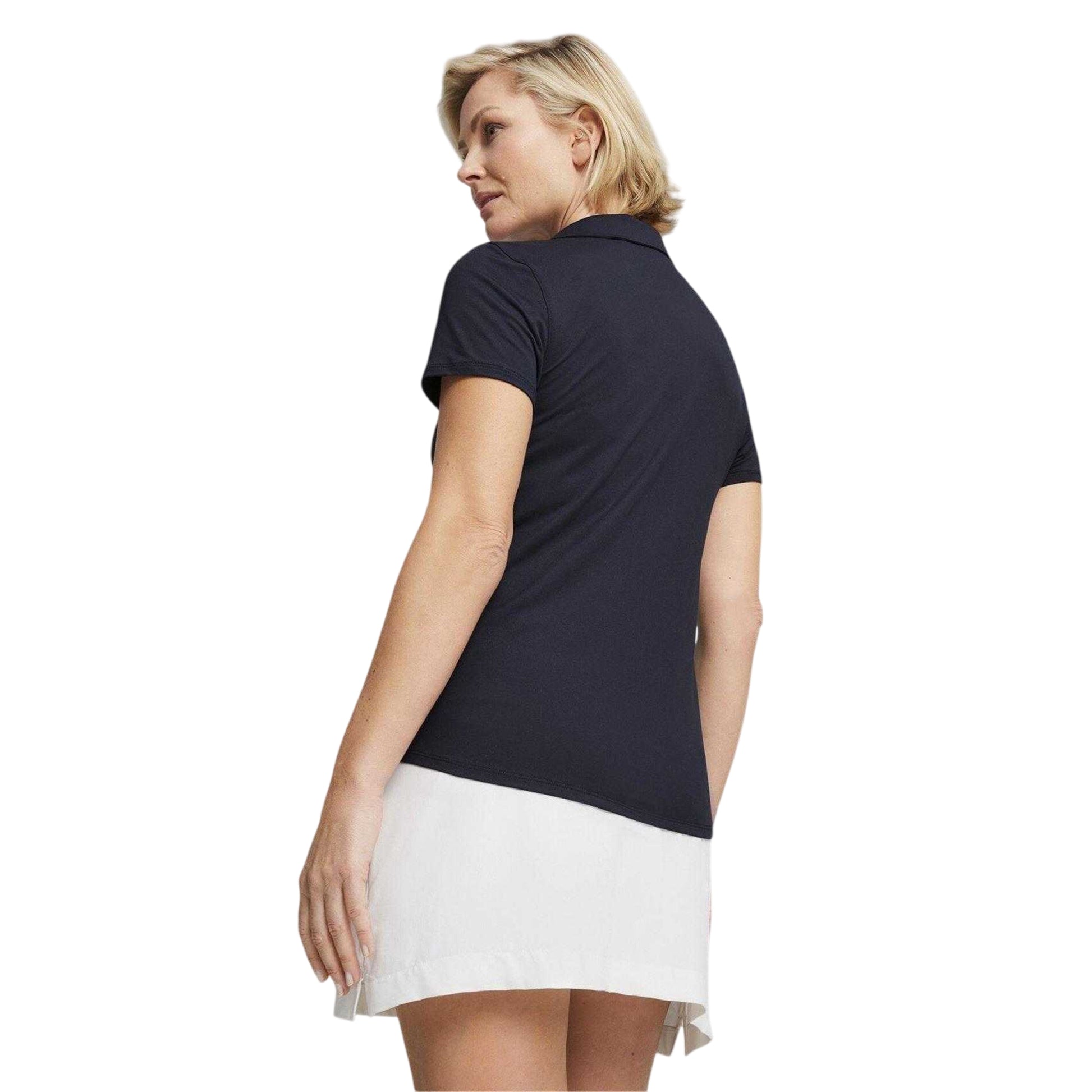 Deep Navy - Lifestyle - Puma Womens-Ladies Cloudspun Piped Short-Sleeved Polo Shirt