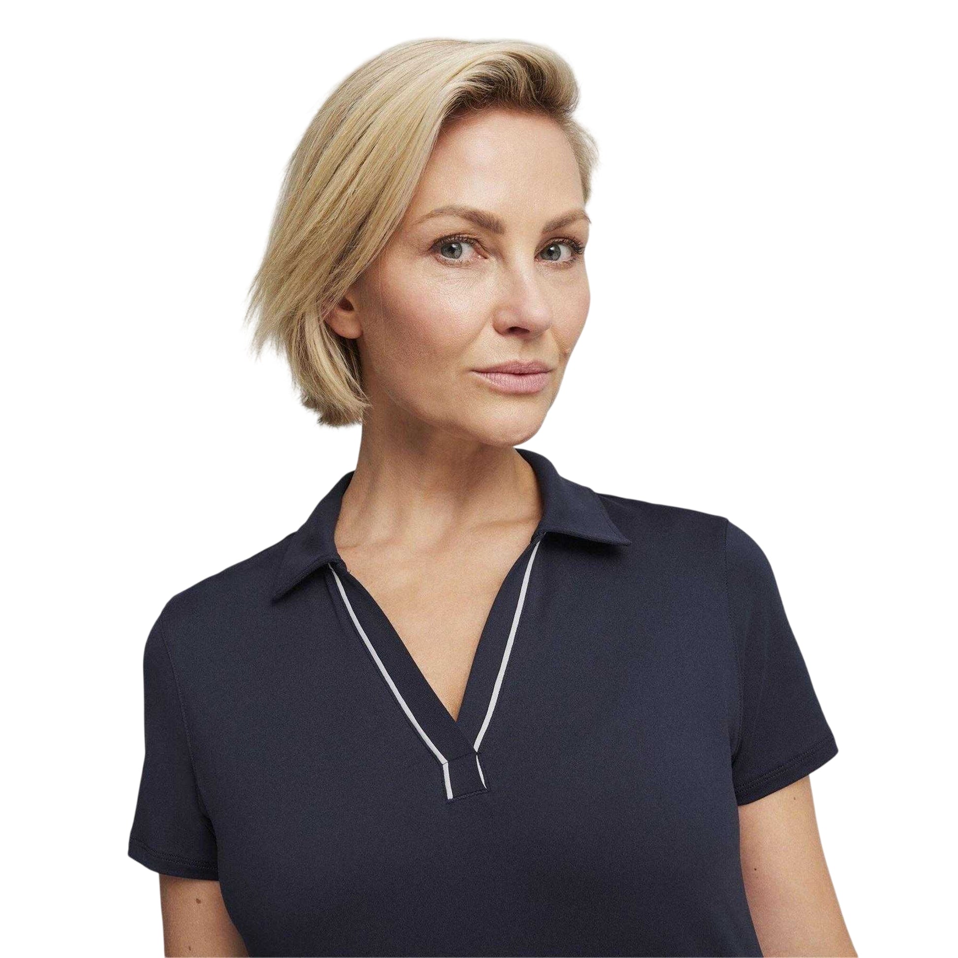 Deep Navy - Pack Shot - Puma Womens-Ladies Cloudspun Piped Short-Sleeved Polo Shirt