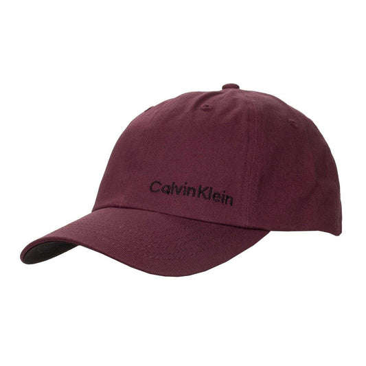 Maroon - Front - Calvin Klein Mens Logo Curved Peak Golf Dad Hat