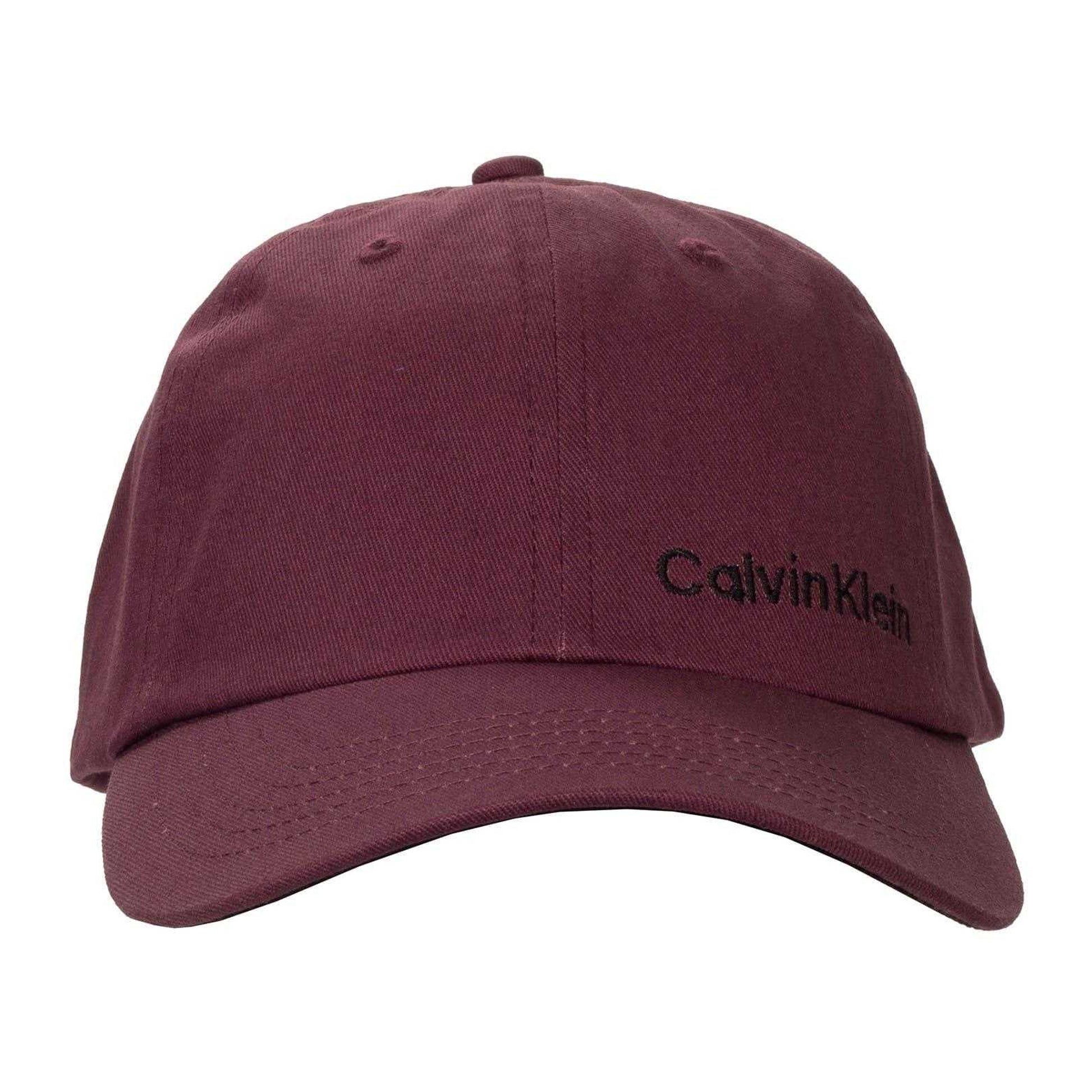 Maroon - Side - Calvin Klein Mens Logo Curved Peak Golf Dad Hat
