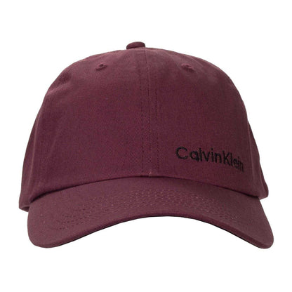 Maroon - Side - Calvin Klein Mens Logo Curved Peak Golf Dad Hat