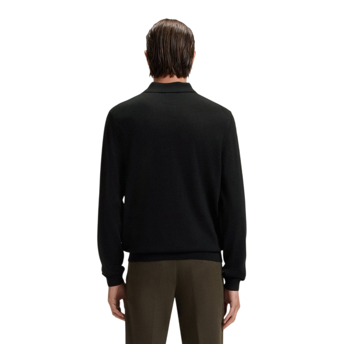 Black - Back - Boss Mens Lanciomne Long-Sleeved Polo Shirt