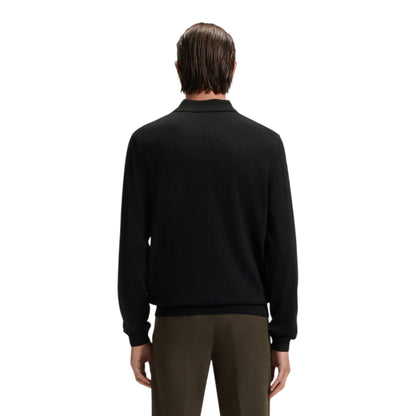 Black - Back - Boss Mens Lanciomne Long-Sleeved Polo Shirt
