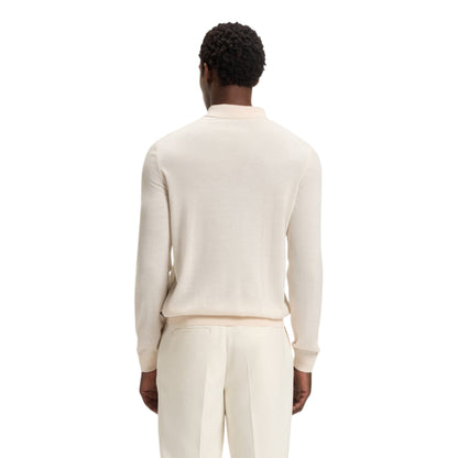 White - Back - Boss Mens Lanciomne Long-Sleeved Polo Shirt
