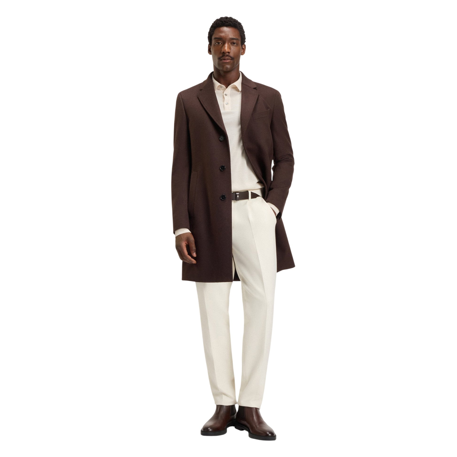 White - Lifestyle - Boss Mens Lanciomne Long-Sleeved Polo Shirt