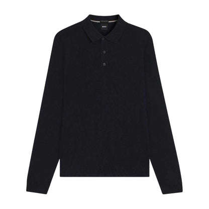 Dark Blue - Front - Boss Mens Lanciomne Long-Sleeved Polo Shirt