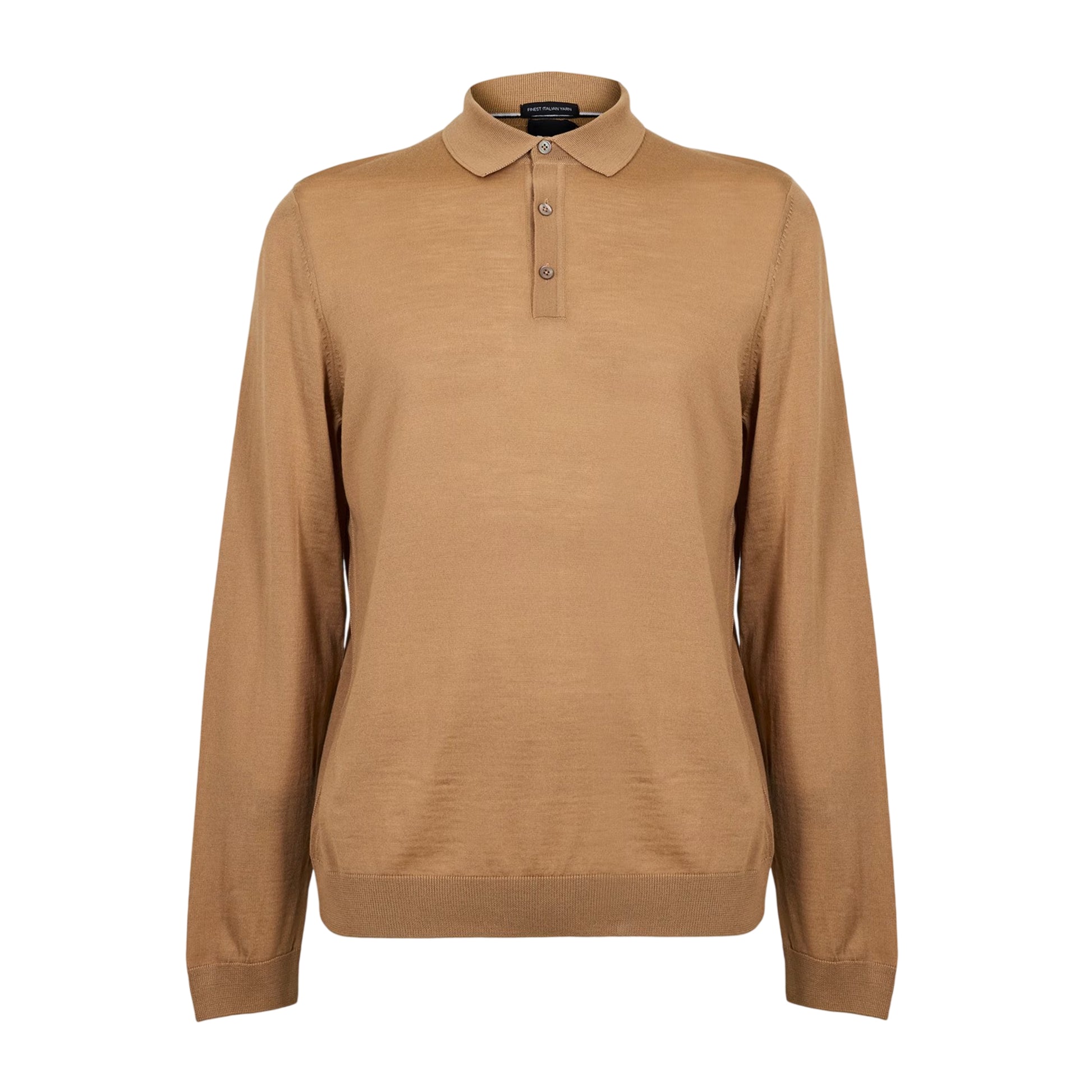 Medium Beige - Front - Boss Mens Lanciomne Long-Sleeved Polo Shirt