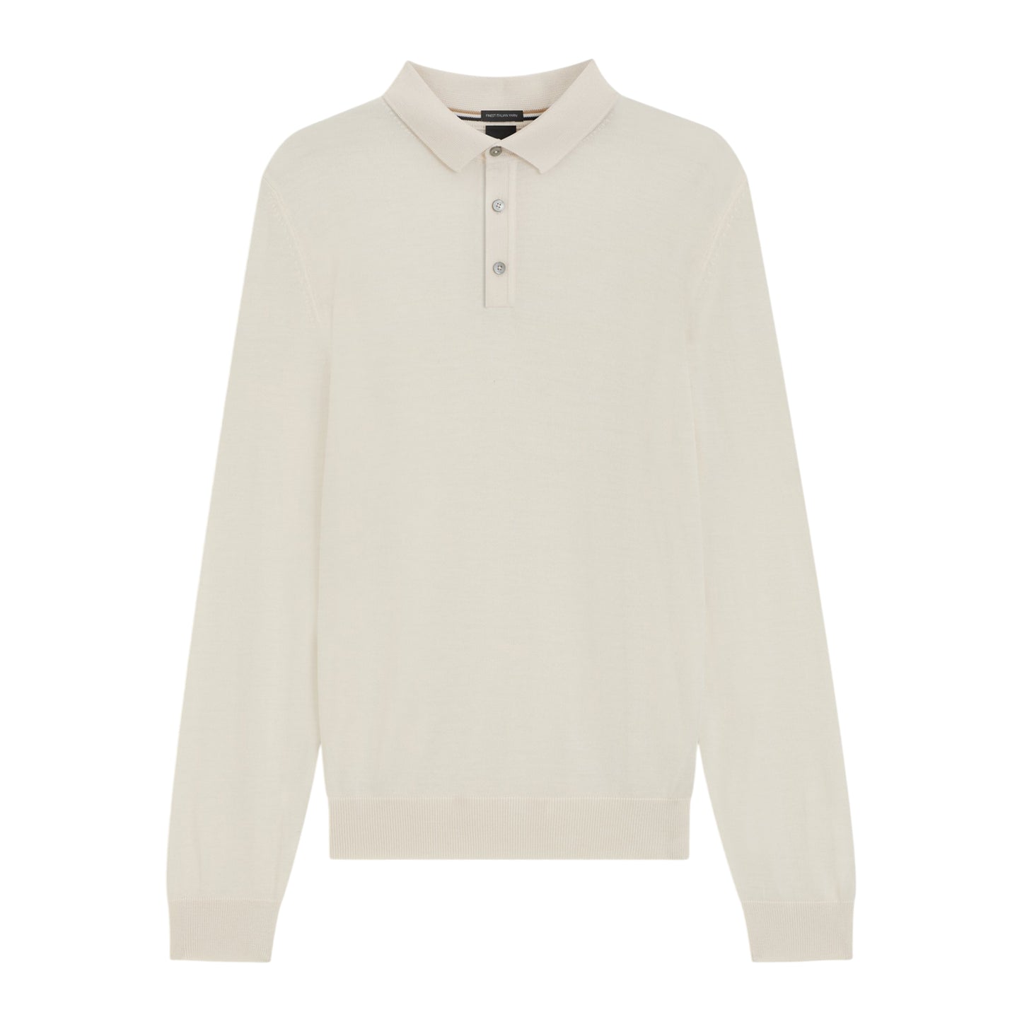 White - Front - Boss Mens Lanciomne Long-Sleeved Polo Shirt