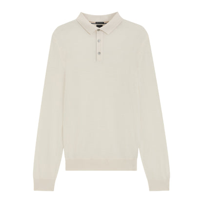 White - Front - Boss Mens Lanciomne Long-Sleeved Polo Shirt