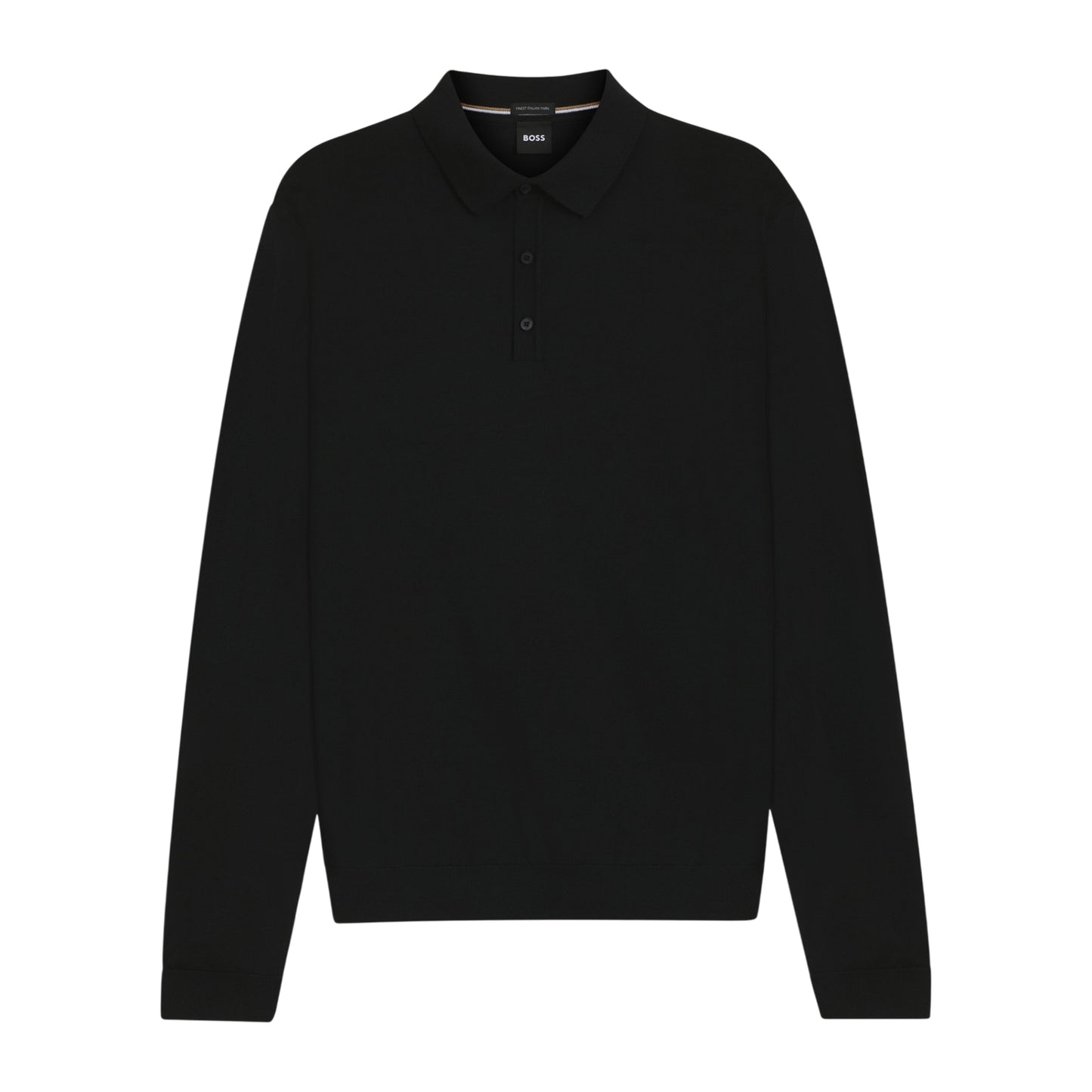 Black - Front - Boss Mens Lanciomne Long-Sleeved Polo Shirt
