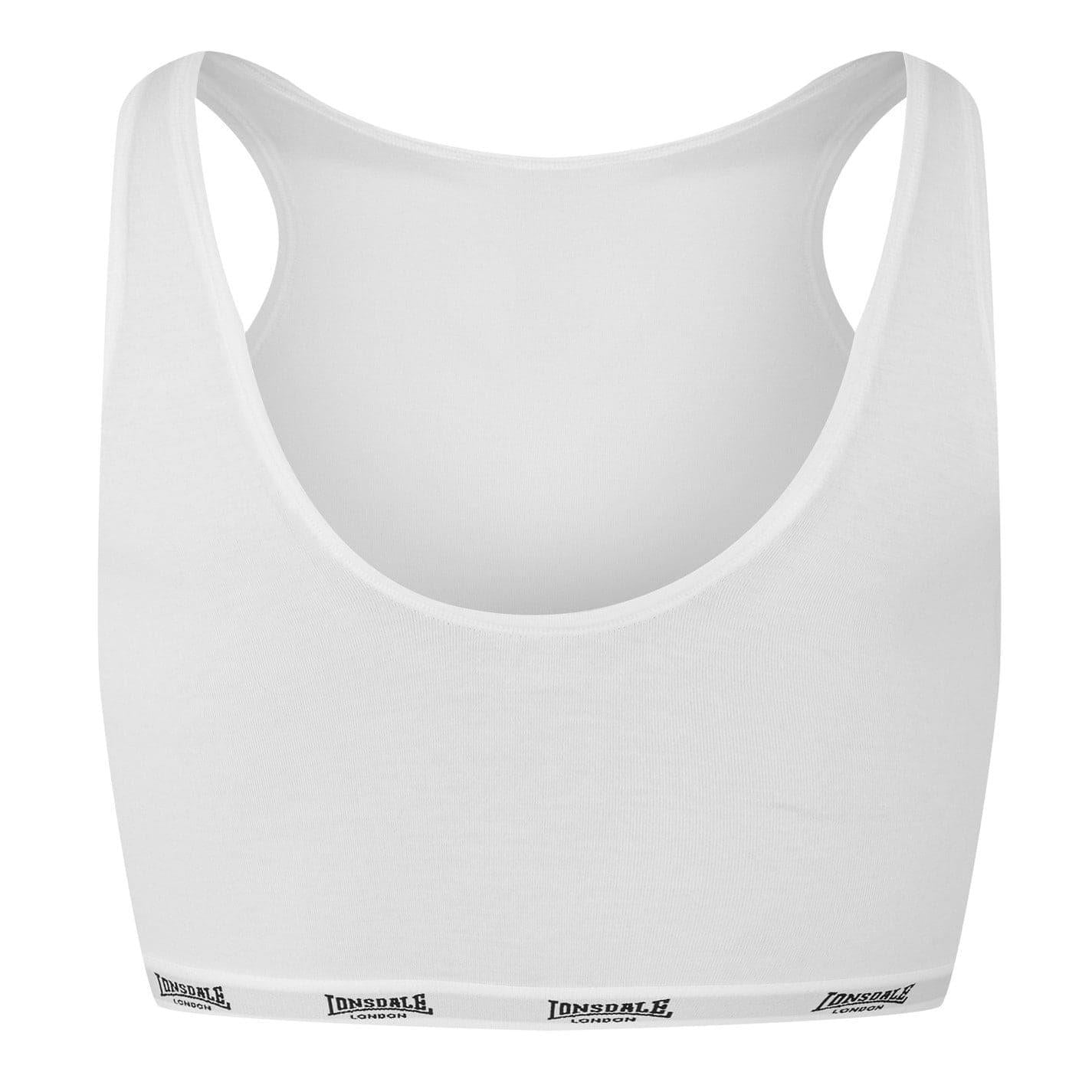 White-White - Pack Shot - Lonsdale Womens-Ladies Cotton Sports Bra