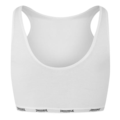 White-White - Pack Shot - Lonsdale Womens-Ladies Cotton Sports Bra