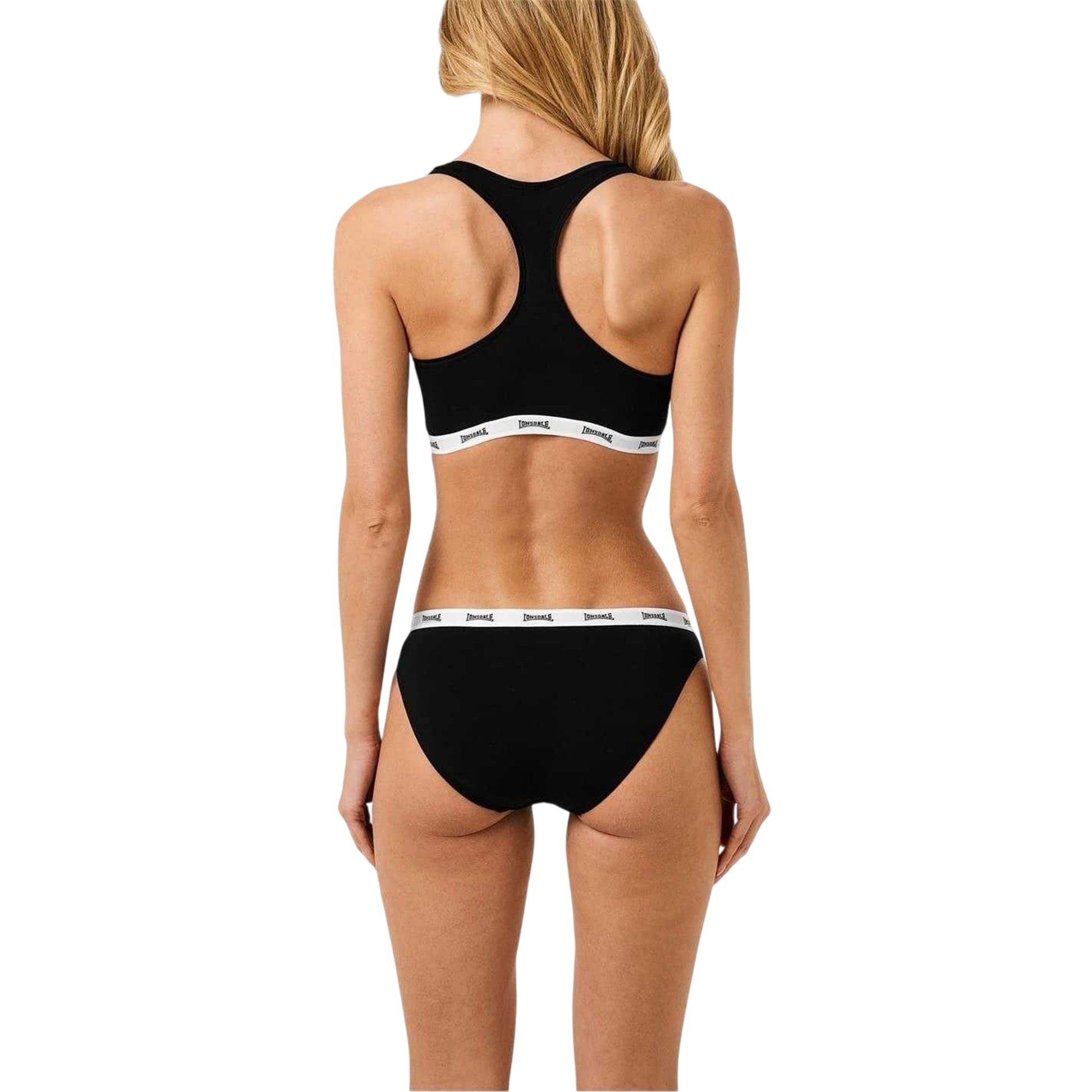 Black - Back - Lonsdale Womens-Ladies Cotton Sports Bra
