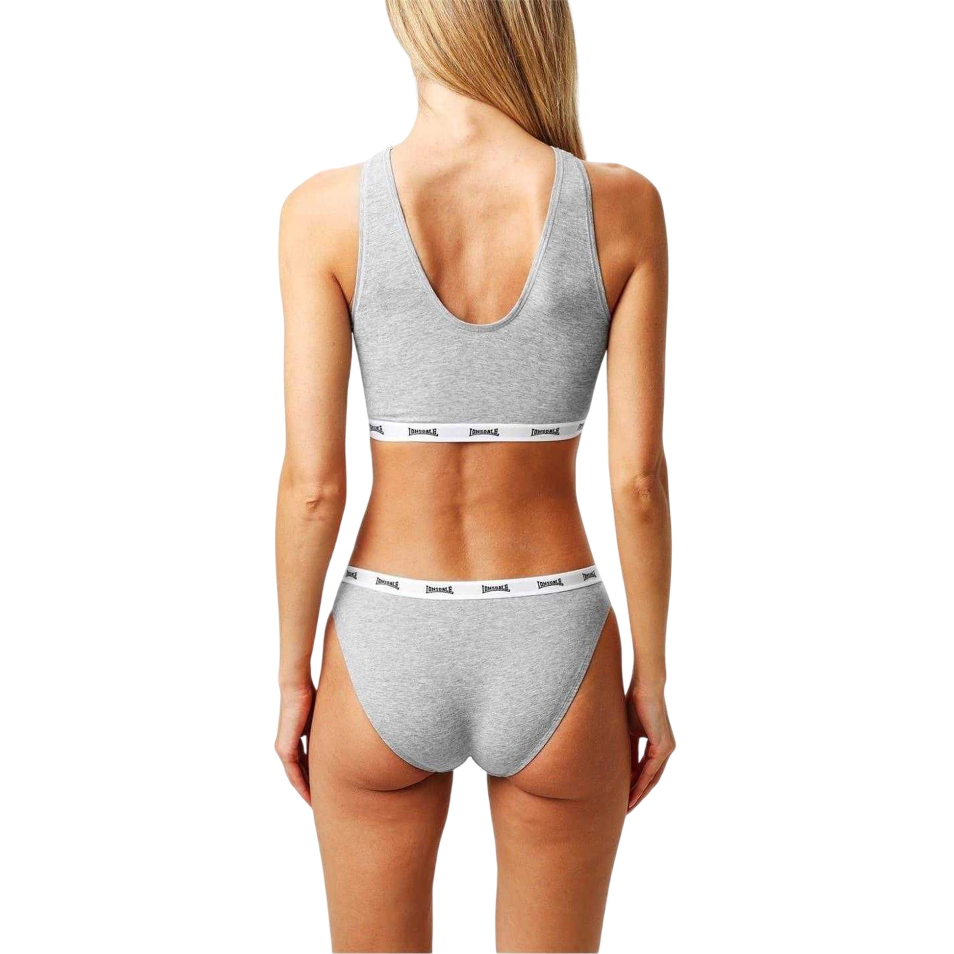 Grey Marl - Back - Lonsdale Womens-Ladies Cotton Sports Bra