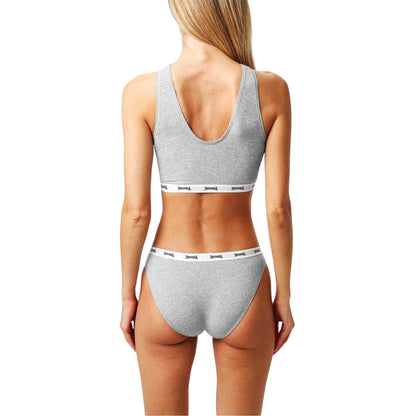 Grey Marl - Back - Lonsdale Womens-Ladies Cotton Sports Bra