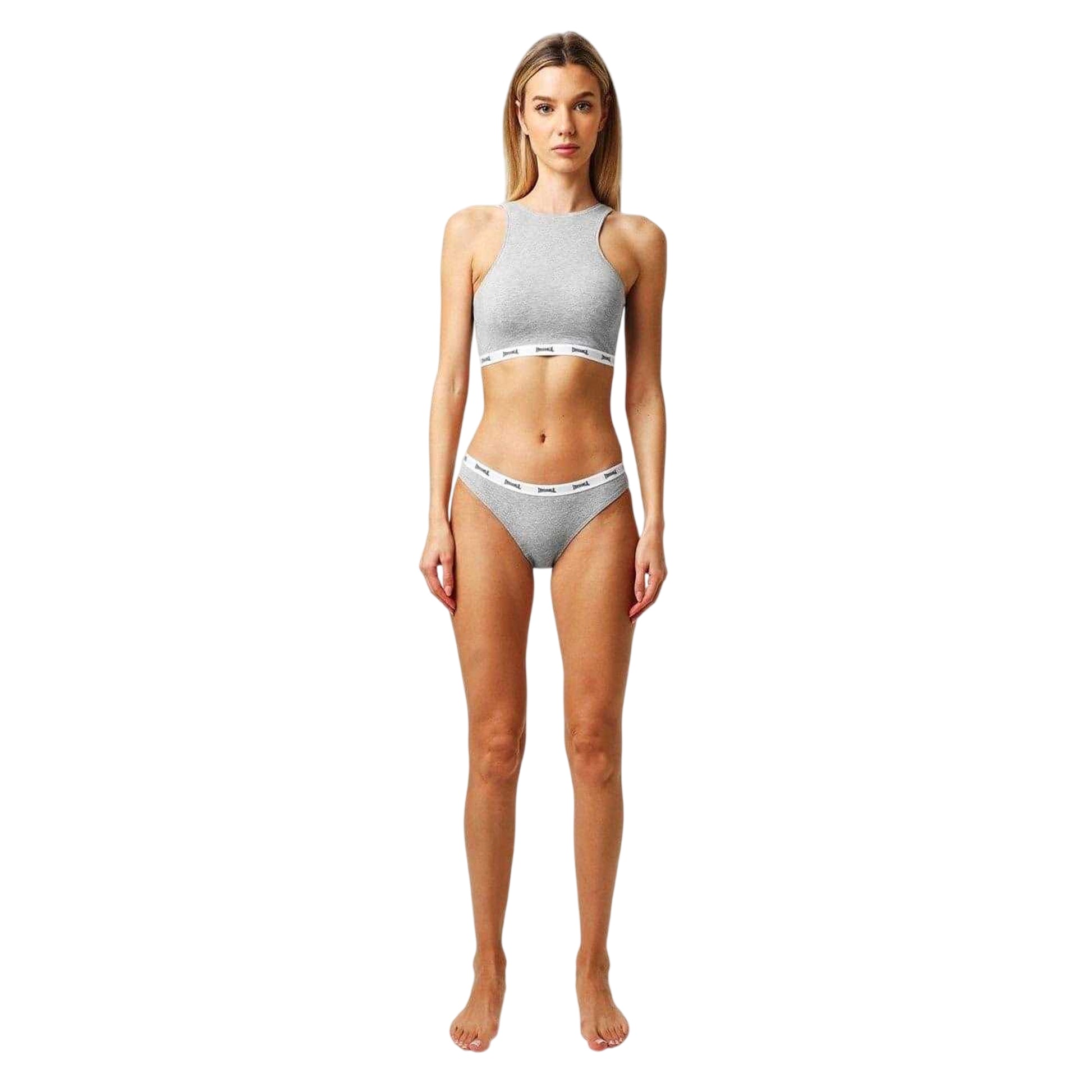 Grey Marl - Side - Lonsdale Womens-Ladies Cotton Sports Bra