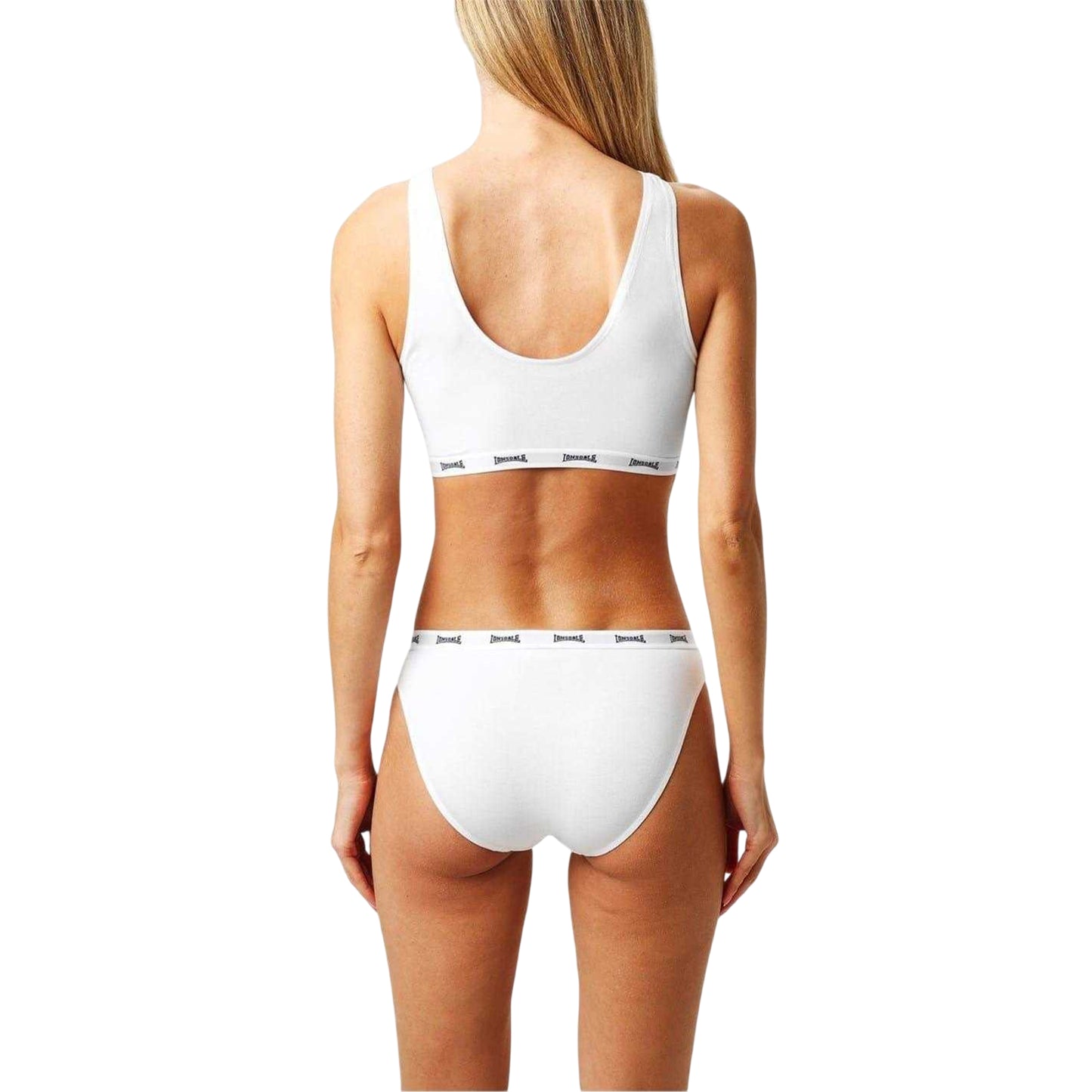 White - Back - Lonsdale Womens-Ladies Cotton Sports Bra