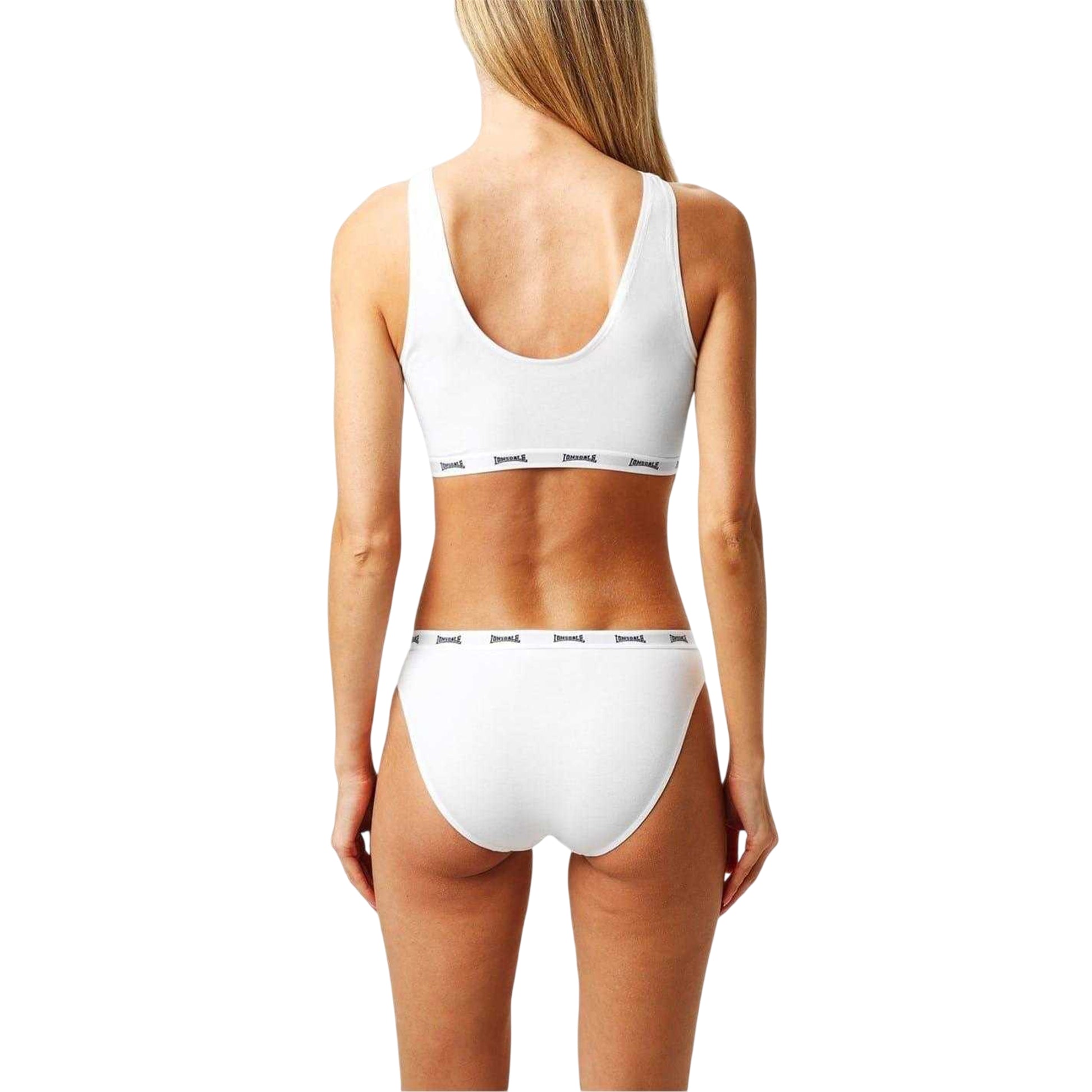 White - Back - Lonsdale Womens-Ladies Cotton Sports Bra