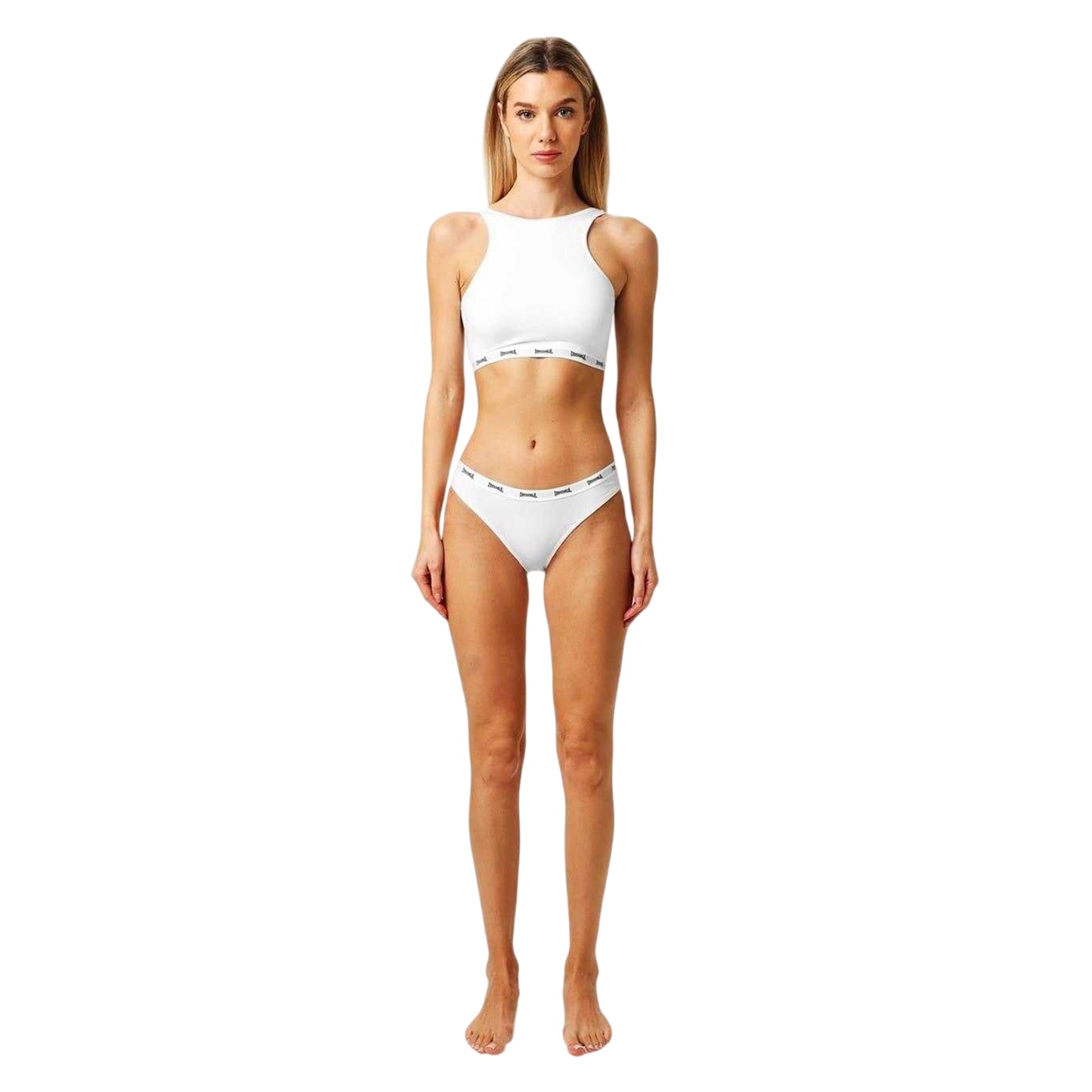 White - Side - Lonsdale Womens-Ladies Cotton Sports Bra