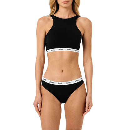 Black - Front - Lonsdale Womens-Ladies Cotton Sports Bra