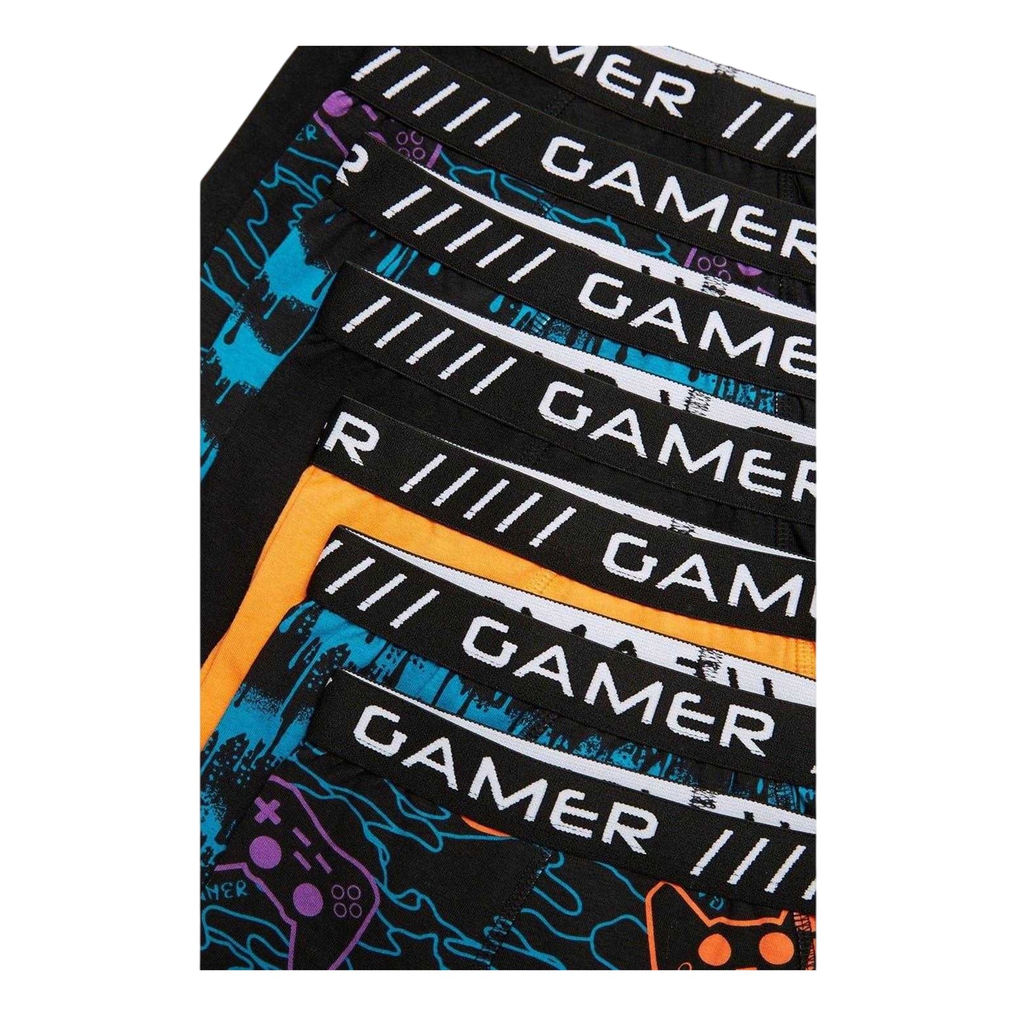 Black - Side - Studio Pro Boys Gamer Cotton Boxer Shorts (Pack of 7)