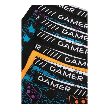 Black - Side - Studio Pro Boys Gamer Cotton Boxer Shorts (Pack of 7)