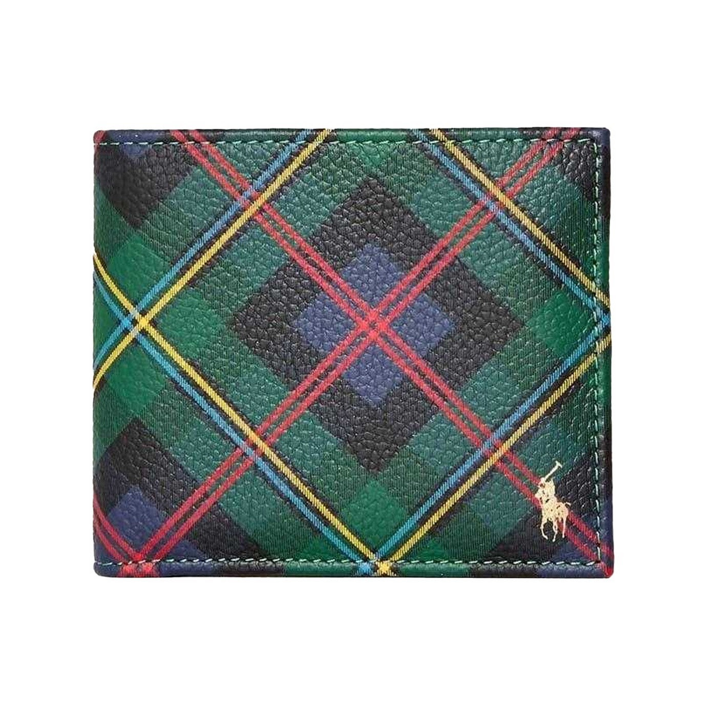 Multicoloured - Front - Ralph Lauren Mens Polo Plaid Leather Trifold Everyday Wallet