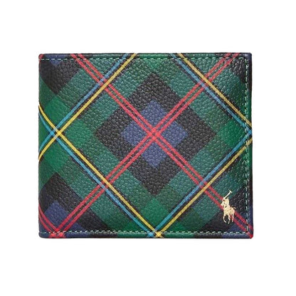 Multicoloured - Front - Ralph Lauren Mens Polo Plaid Leather Trifold Everyday Wallet