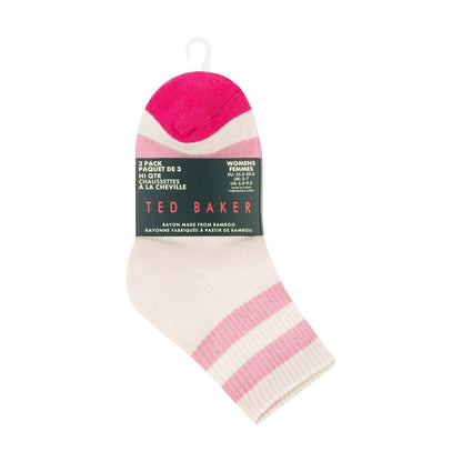 Pink-White-Pastel Green - Back - Ted Baker Womens-Ladies Bamboo Trainer Socks (Pack of 3)