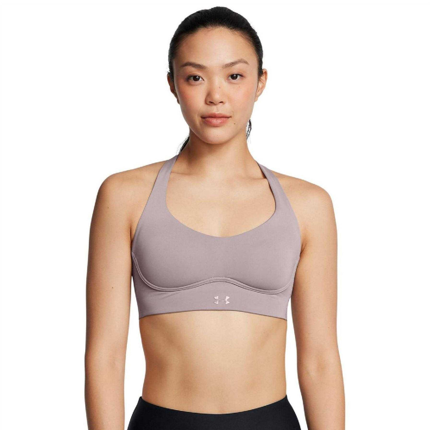 Grey - Side - Under Armour Womens-Ladies Elite Mid Sports Bra