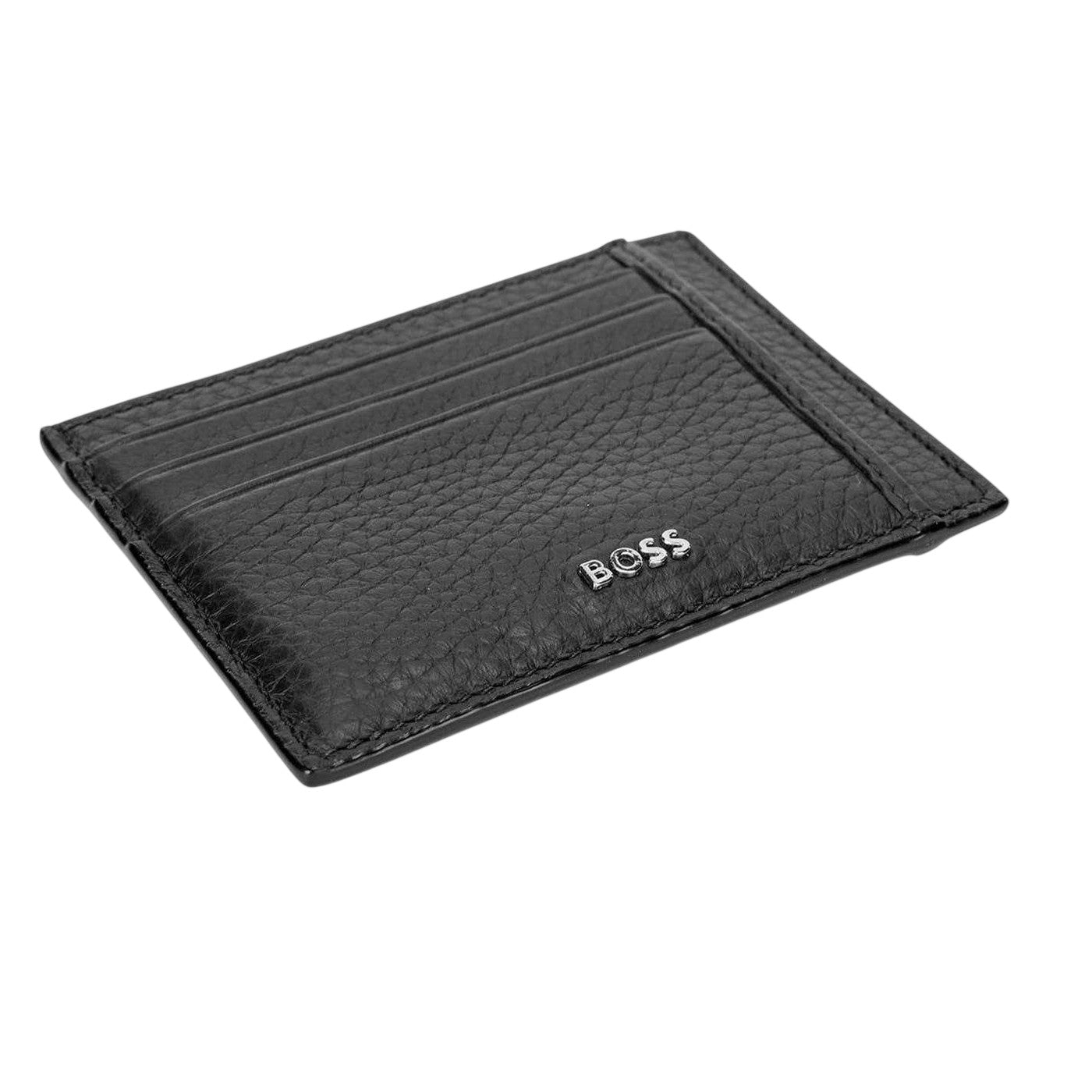 Black - Back - Boss Crosstown Leather Card Holder