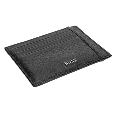 Black - Back - Boss Crosstown Leather Card Holder